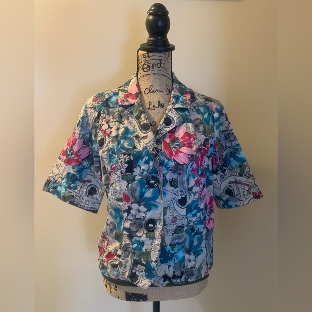 💕Cold-water Creek Button Front Short Sleeve Jacket Size 16.